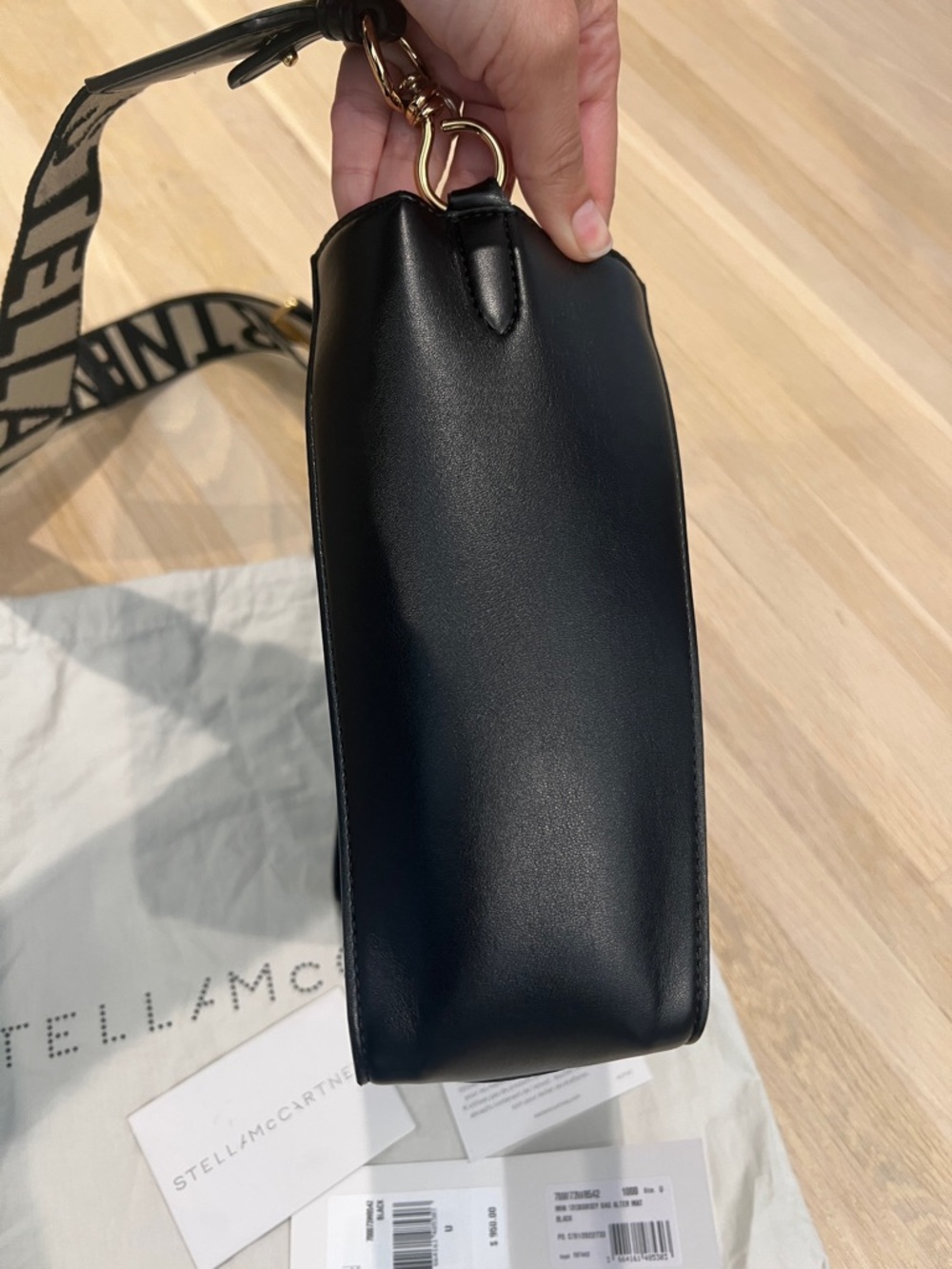 Stella McCartney Black Logo Crossbody Bag with Branded Strap - Picture 5 of 11
